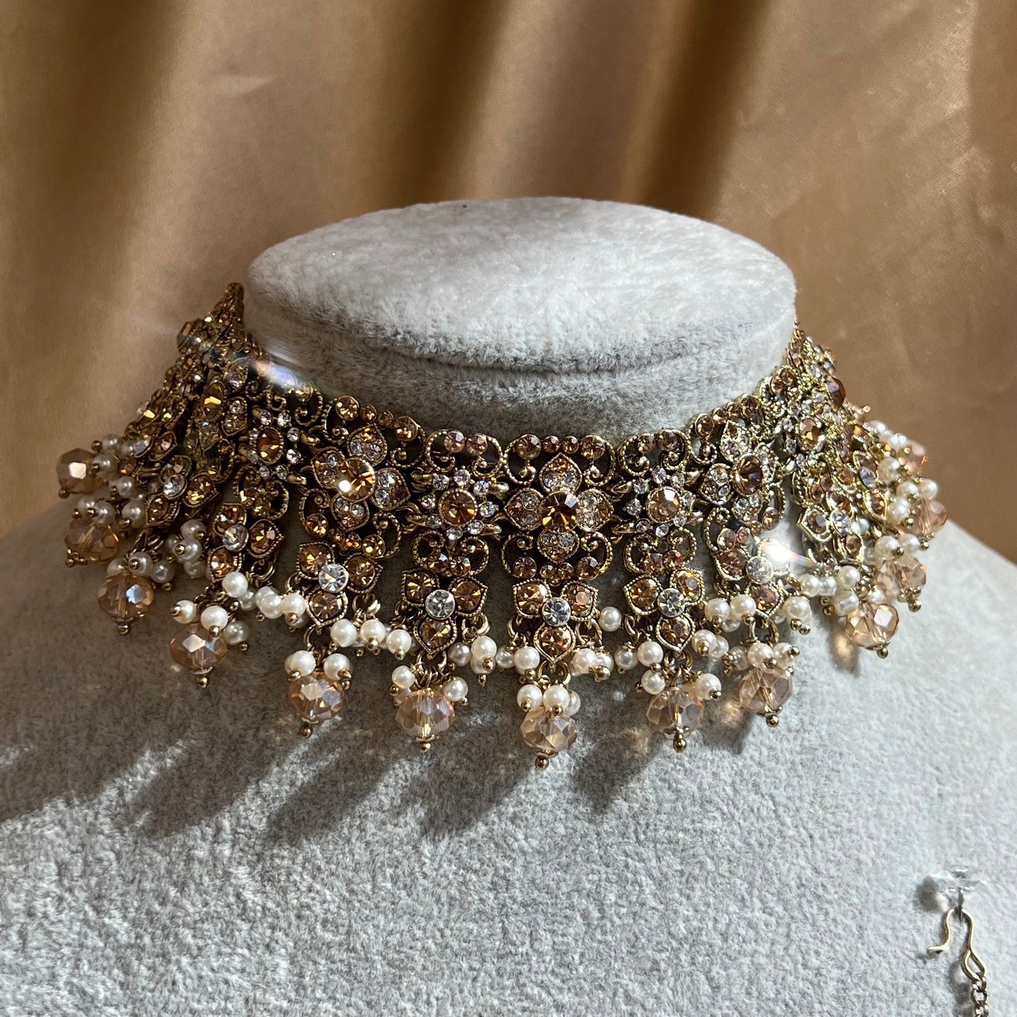 Clear & Gold Choker Set /Indian/ Pakistani/Fashion Jewellery