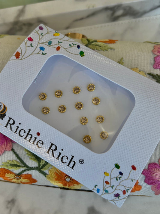Gold Bindi Pack/ Bindiya/ Chanlo/ Indian Accessory/ Forehead Sticky Gem