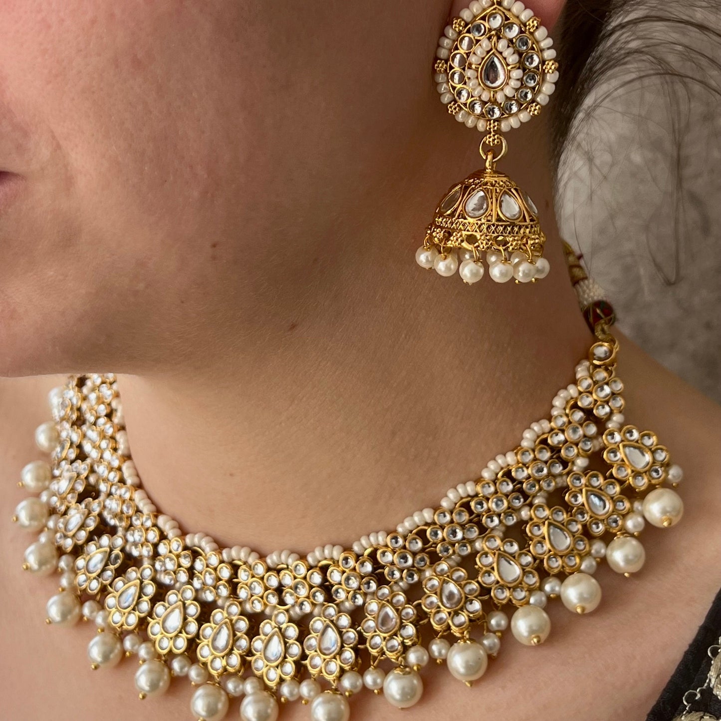 Faux Kundan Hot Pink Ruby Necklace Set Small Jhumka Earring Tikka Bollywood Indian Pakistani Fashion Jewellery Gift for Women