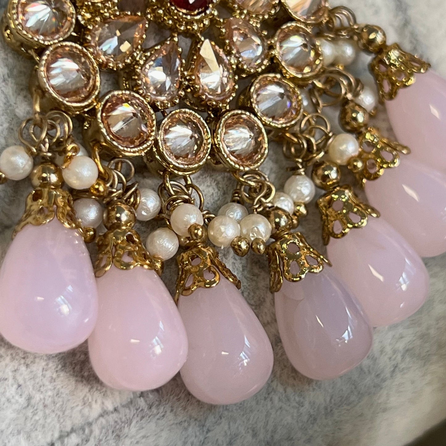 Crystal Tikka - Pink and Maroon/ Tikli/ Indian/ Pakistani Fashion Jewellery/ Maang Tikkas