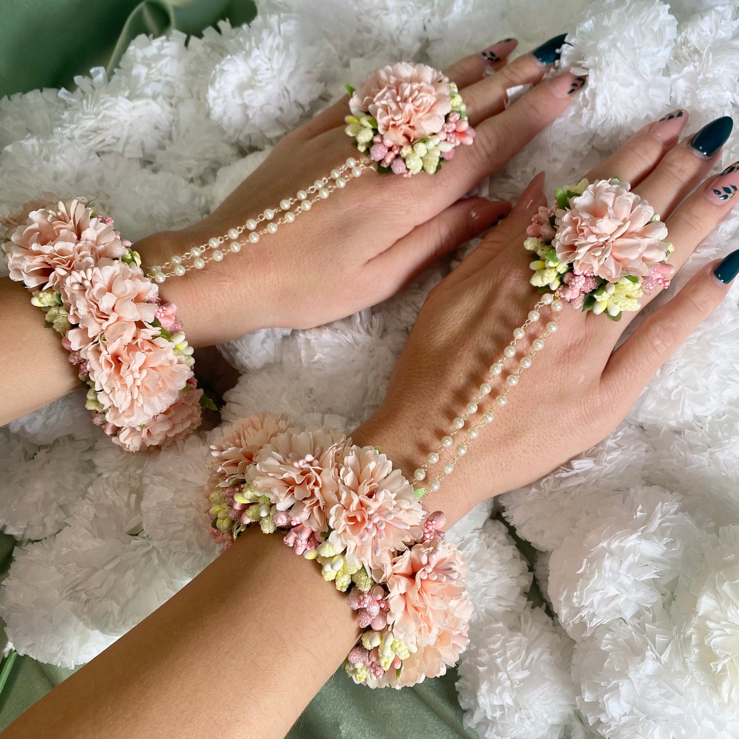 Pink Flower Hand harness/Hathpool Mehendi Sangeet Floral Jewellery/ Fashion Jewellery/ Gift for Women/Indian/Pakistani style