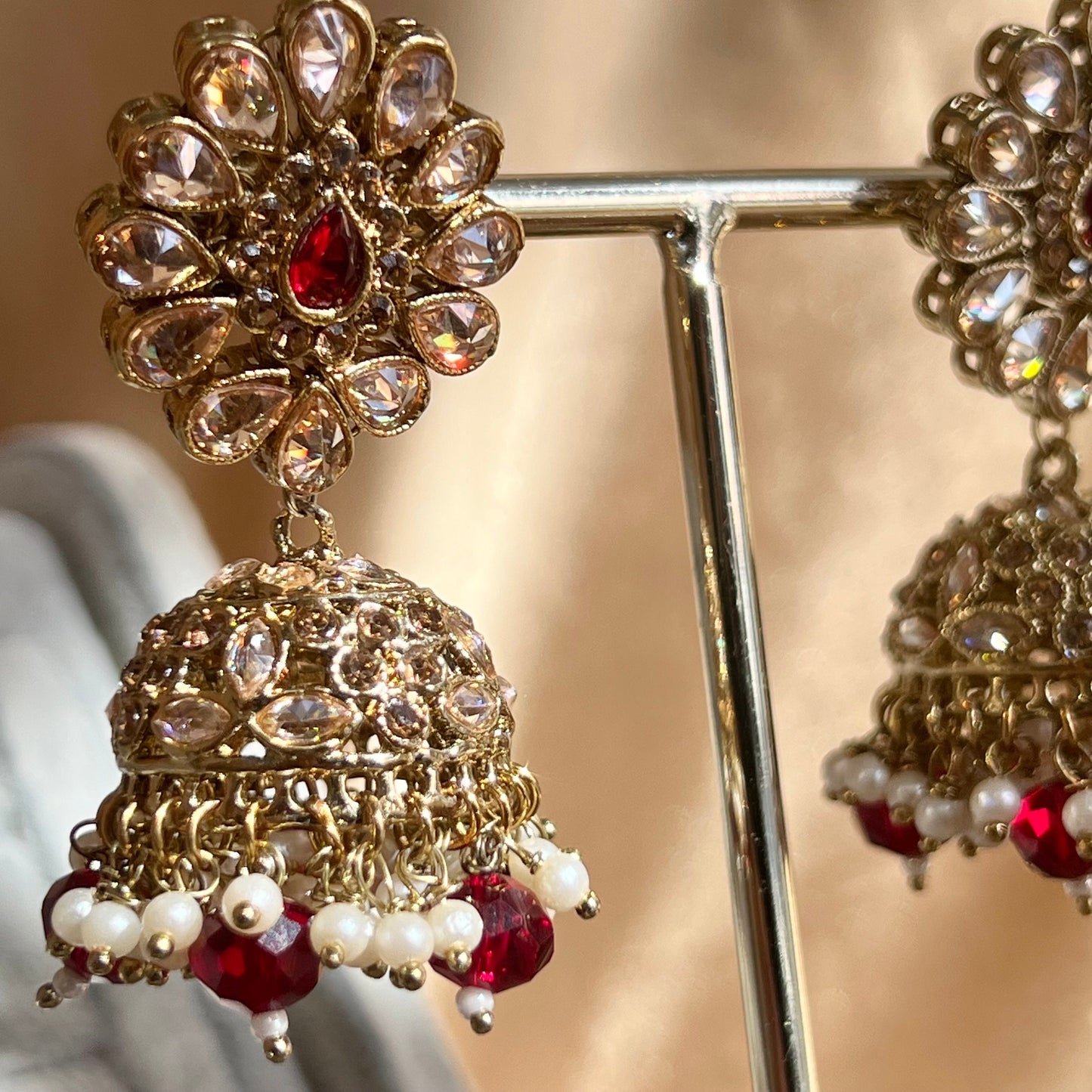 Maroon Jhumka Earring and Tikka/Earring Indian/ Pakistani Style/ Jhumki