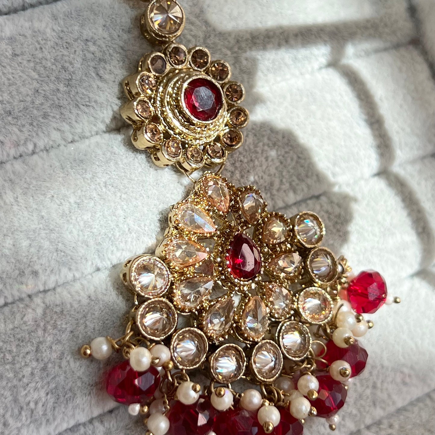 Maroon Jhumka Earring and Tikka/Earring Indian/ Pakistani Style/ Jhumki