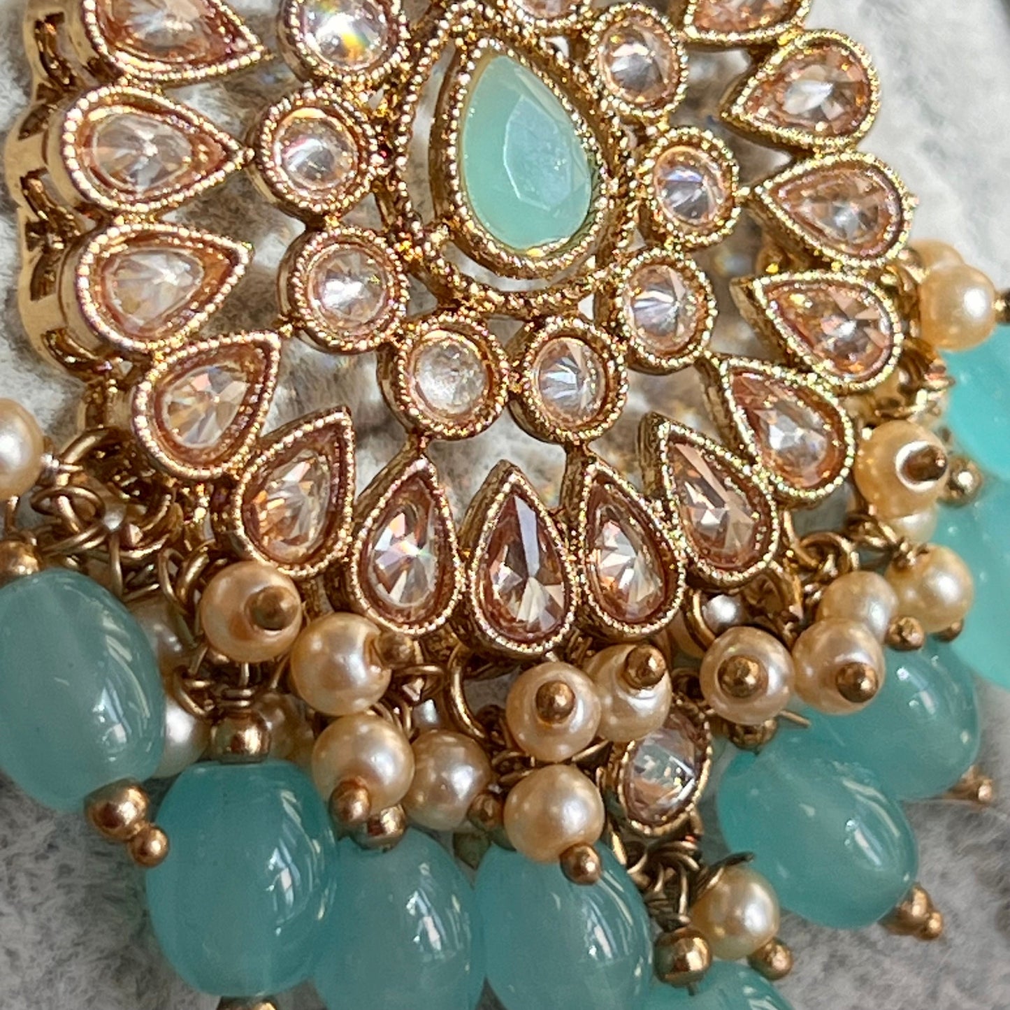 Blue Earring and Tikka/ Flat Earring Indian/ Pakistani Style