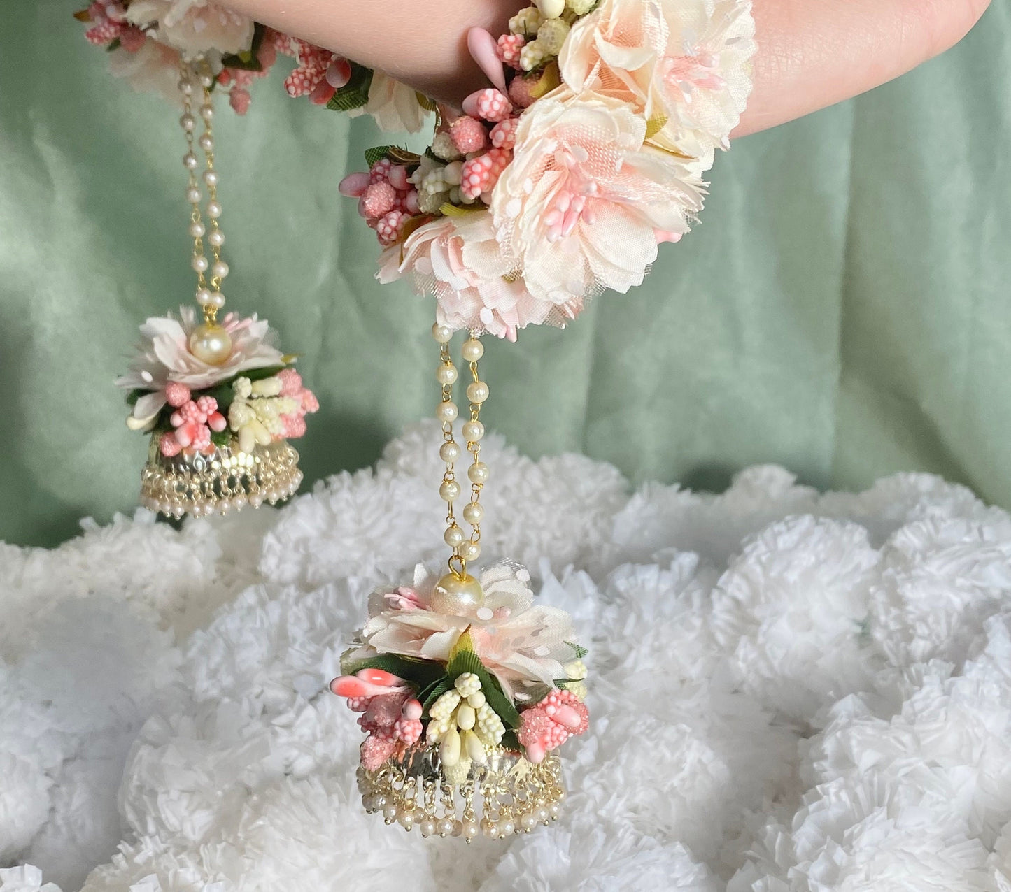 Pink Haldi Floral Kaleereh/Hathpool Haldi Floral Bangles with Pink Floral - Set of 2/Indian/ Pakistani/Jewelley/ Fashion Bracelet