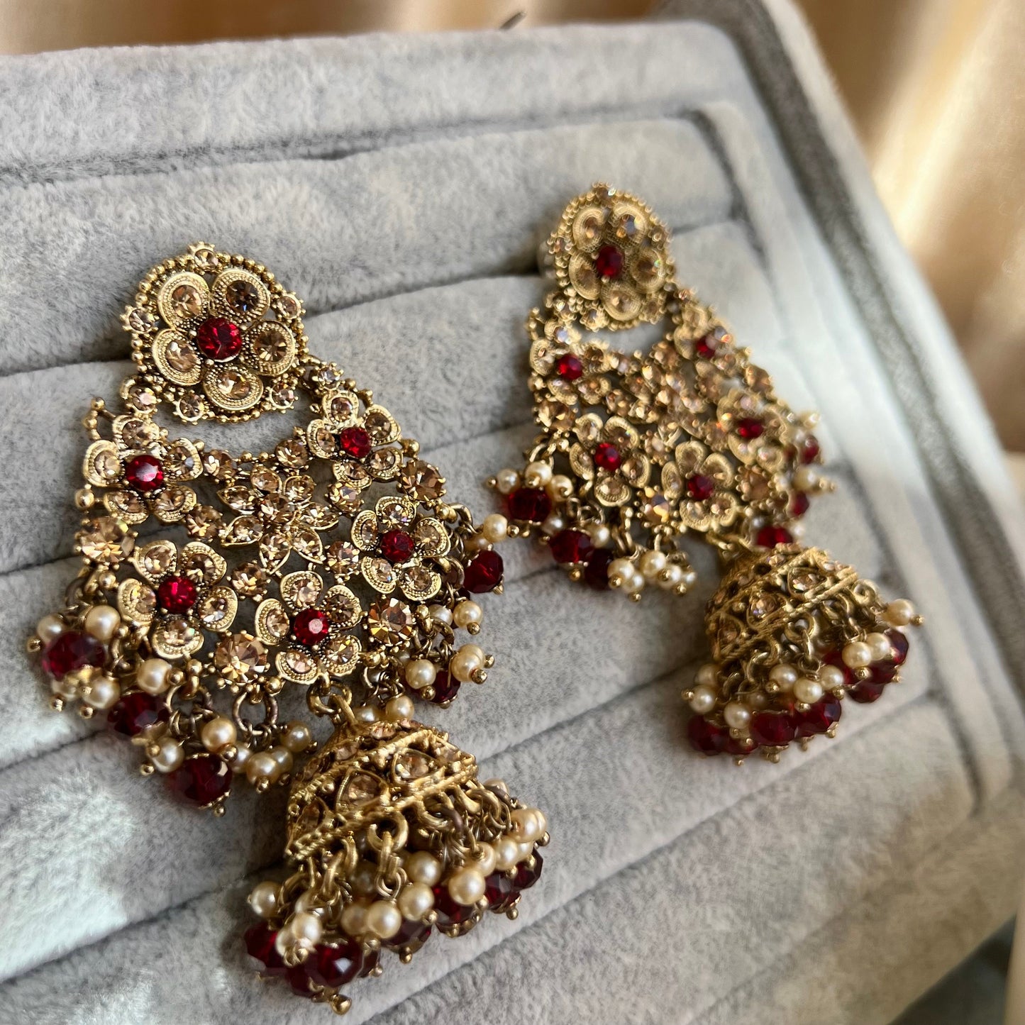 Indian/ Pakistani and Asian Style Earring. Maroon Jhumka Fashion Earring
