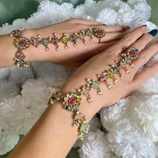 Multicolour Hand Harness - Single Piece/ Fashion Jewellery/ Gift for Women/Indian/Pakistani style /Haathphool/Hand Accessory