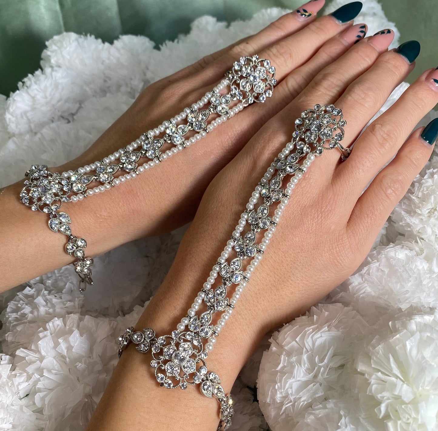 Silver Hand Harness - Single Piece/ Fashion Jewellery/ Gift for Women/Indian/Pakistani style /Haathphool/Hand Accessory