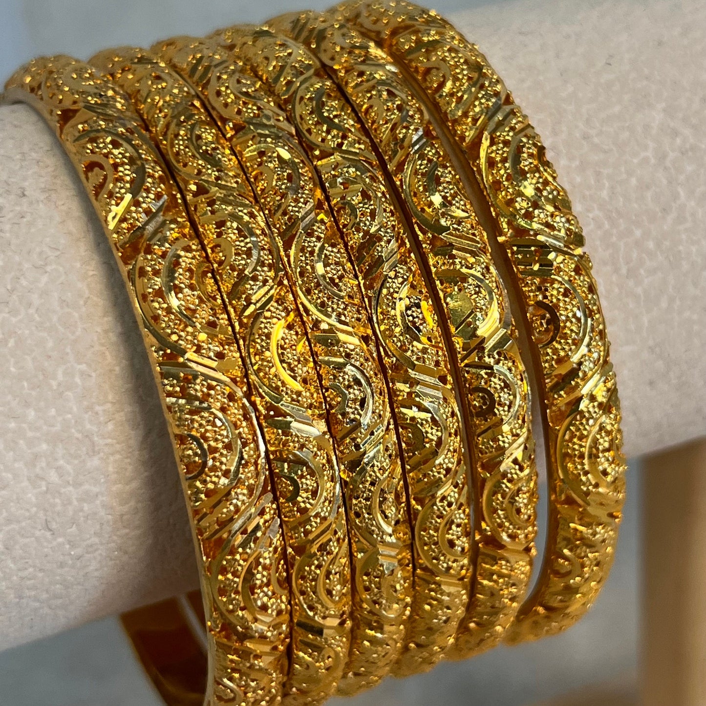 Gold Plated Bangle with Design.-Bright Gold/  Golden/Indian/ Pakistani/Jewelley/ Fashion Bracelet. 2.8 size /Bridal/ wedding
