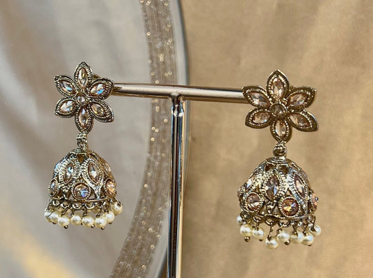 Antique Gold Champagne/ Medium/ Indian Style Jhumka Earrings