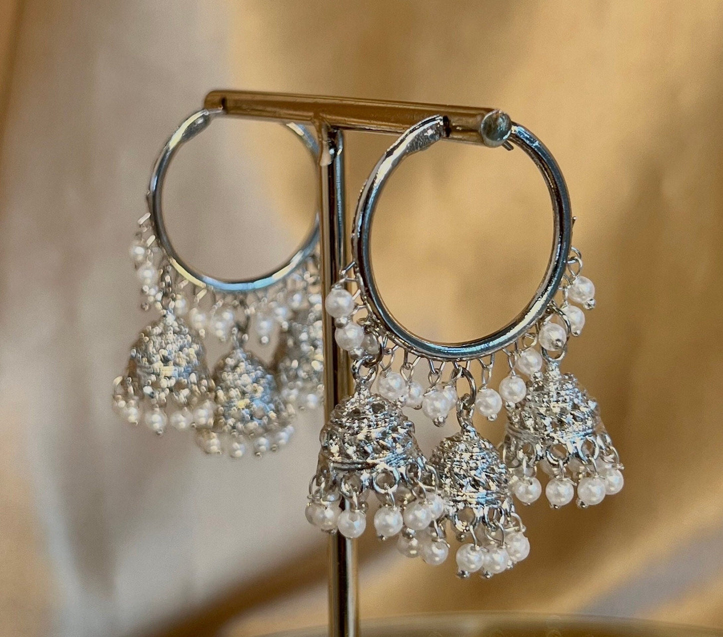 Silver Medium Jhumki - Hoops Indian Jhumka Style Earrings/Gifts for Women