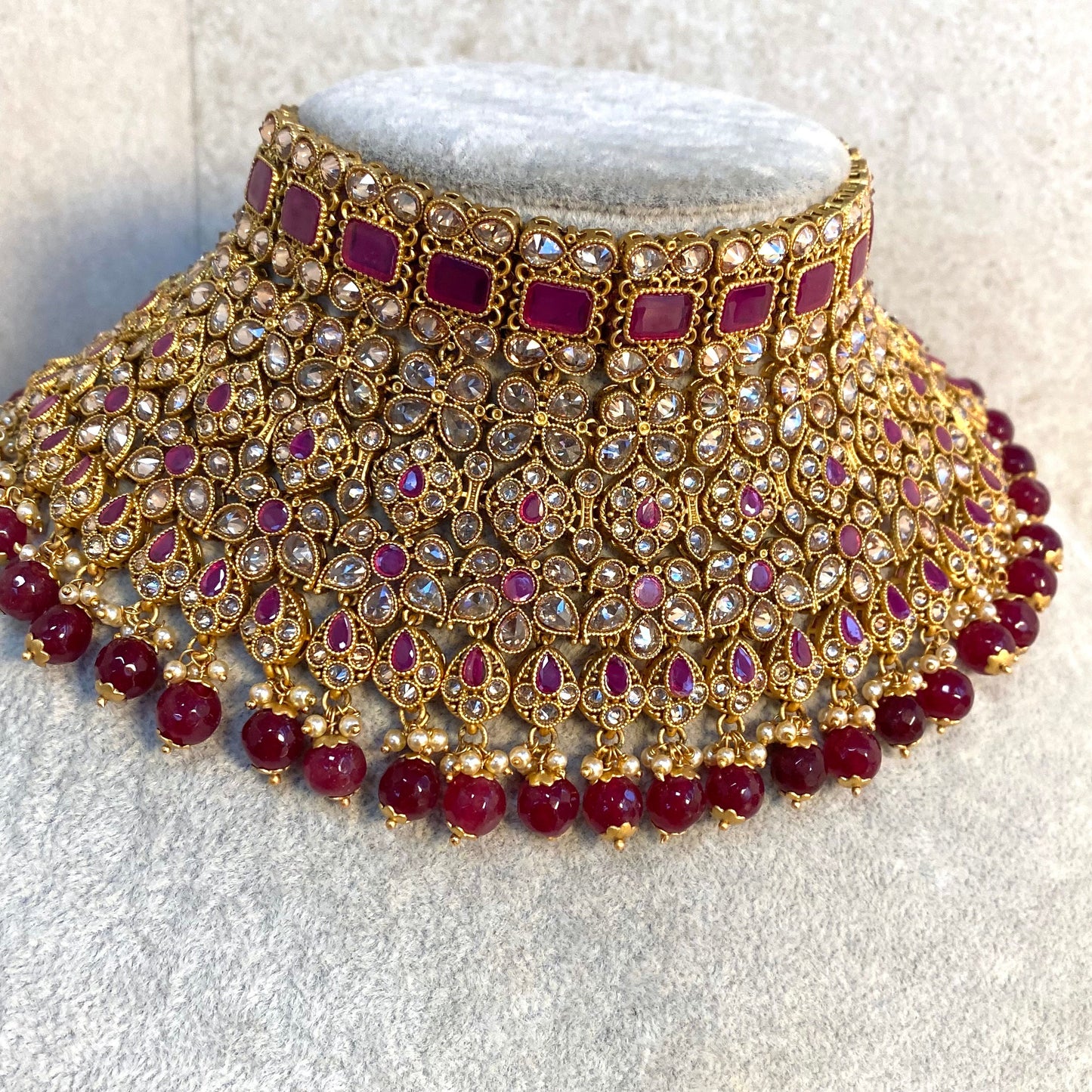 Ruby Choker Only/ Golden Large/ Chunky/ Indian Fashion/ Pakistani Fashion Jewllery