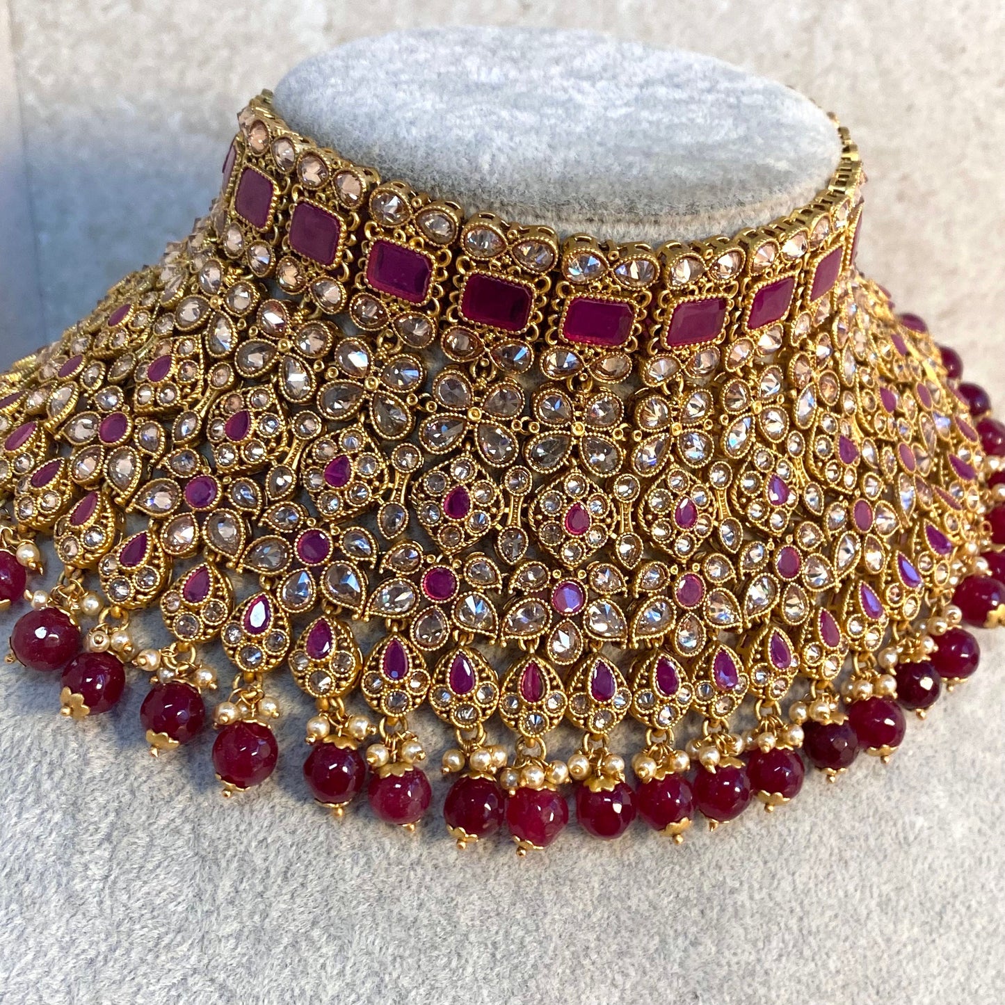 Ruby Choker Only/ Golden Large/ Chunky/ Indian Fashion/ Pakistani Fashion Jewllery
