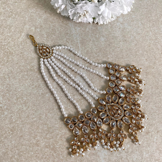 White Jhumar/ Clear/Gold/Light Gold/ Passa/ Indian/ Pakistani Style/Headpieces/Jhoomar