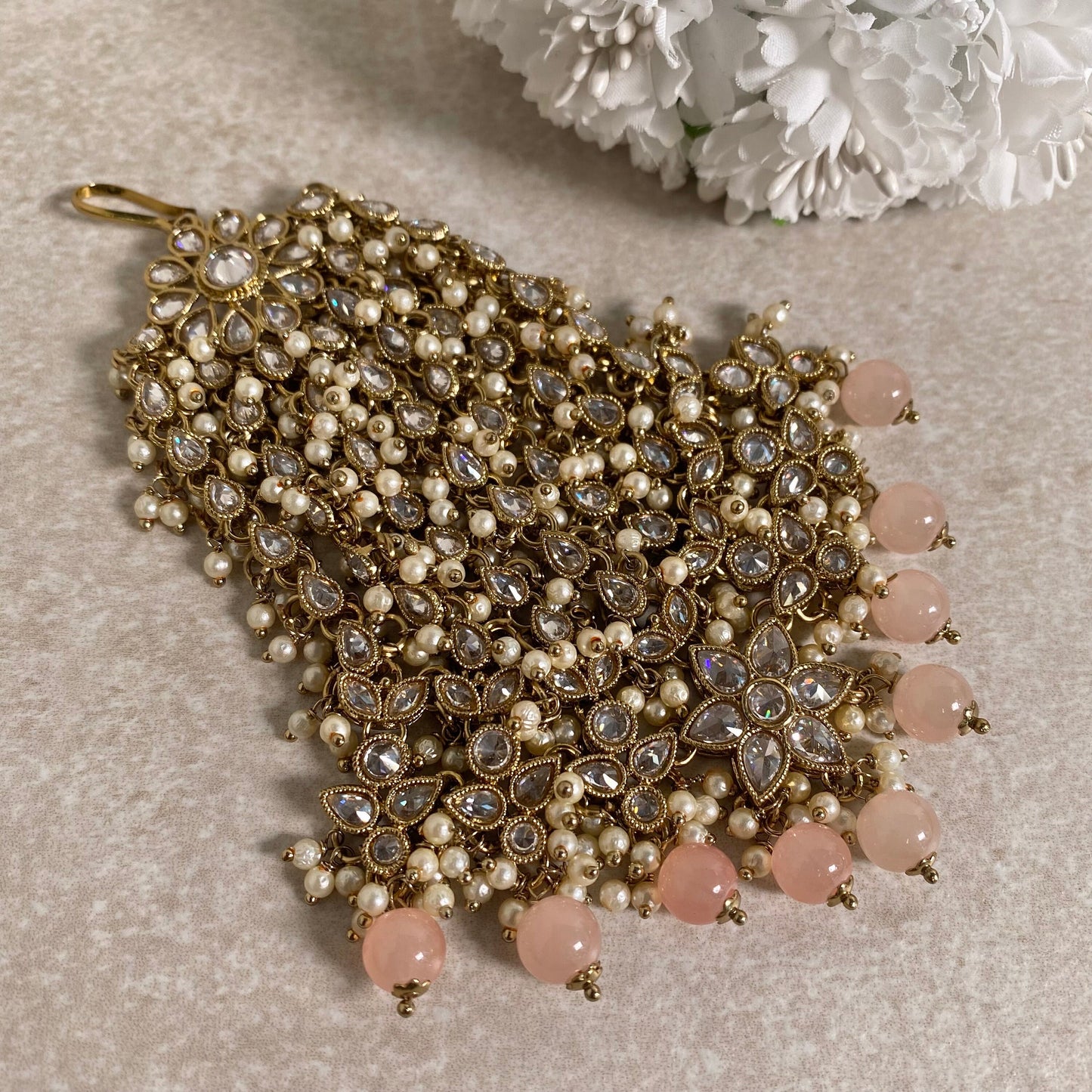 Jhumar/ Clear/Peach/Light Pink/Crystals/ Pastel/ Passa/ Indian/ Pakistani Style/Headpieces