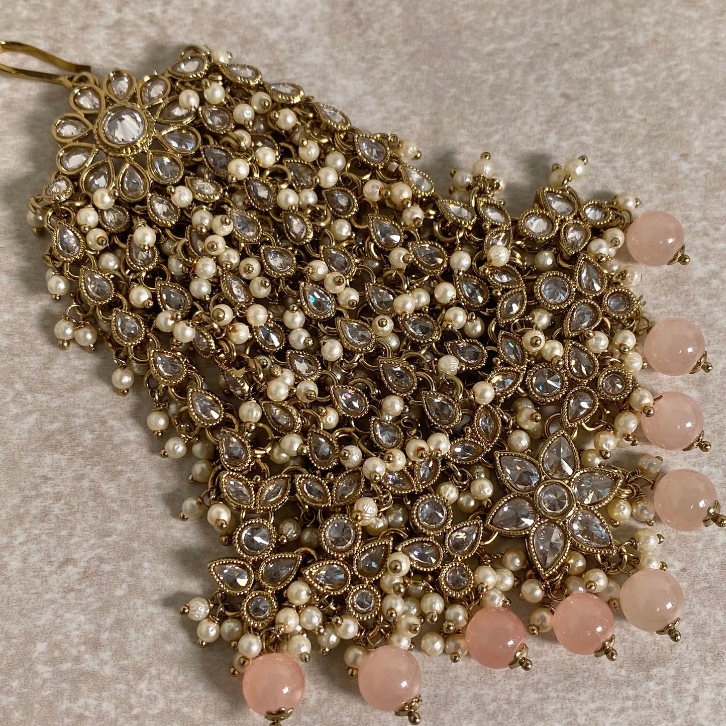 Jhumar/ Clear/Peach/Light Pink/Crystals/ Pastel/ Passa/ Indian/ Pakistani Style/Headpieces