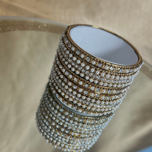 Golden Pearly  2.2 Bangle Set for both arms/Indian/ Pakistani/Jewelley/ Fashion Bracelet