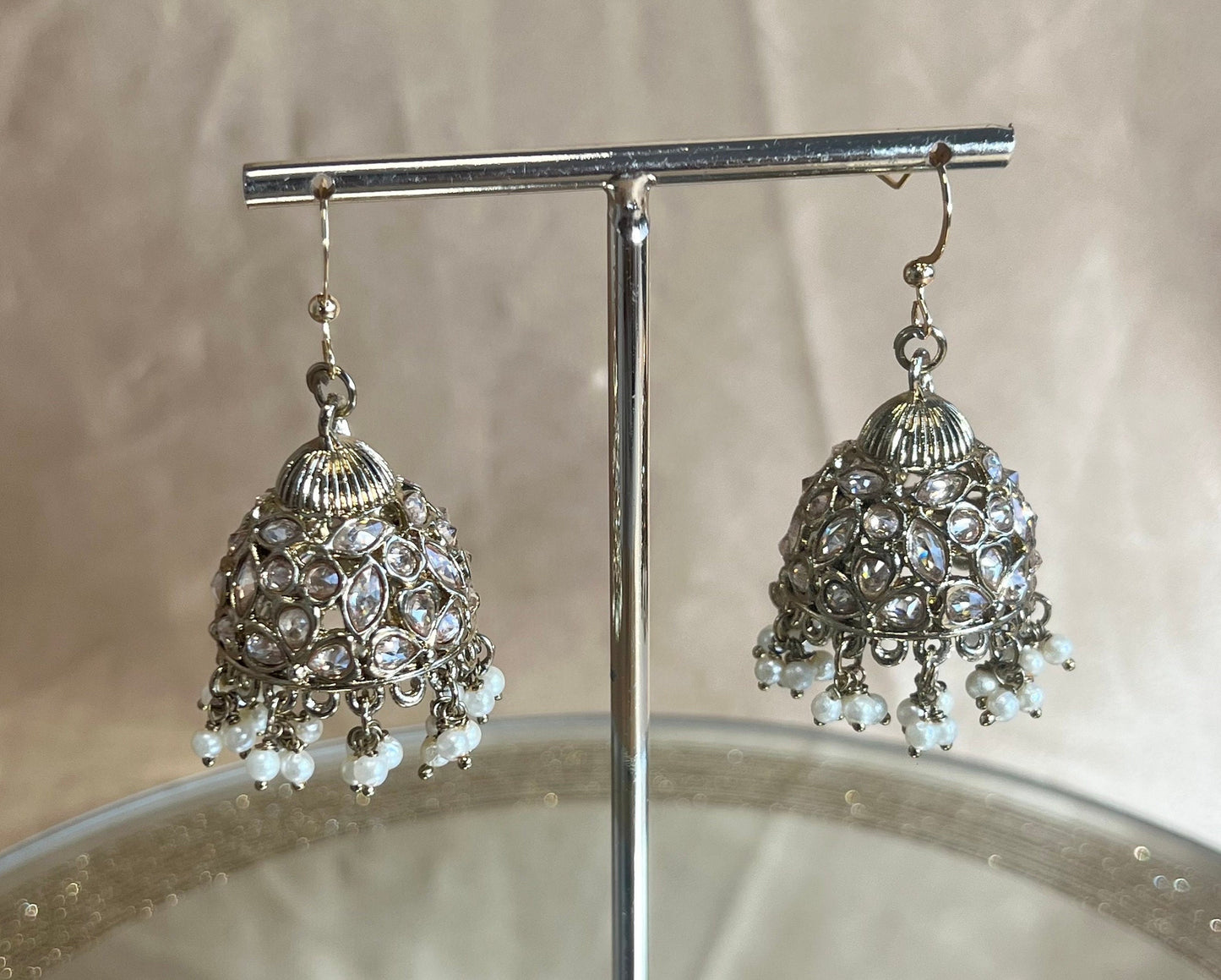 Champagne Medium Antique Gold Jhumka/Jhumki Earrings/Indian Style Earring/ Pierced Earring