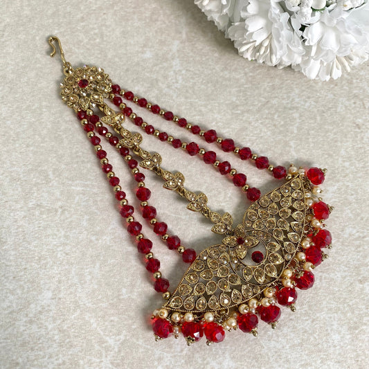 Jhumar/ Red/Gold and Red/Golden Rhinestone/ Jhoomar/ Passa/ Indian/ Pakistani Style/Headpieces