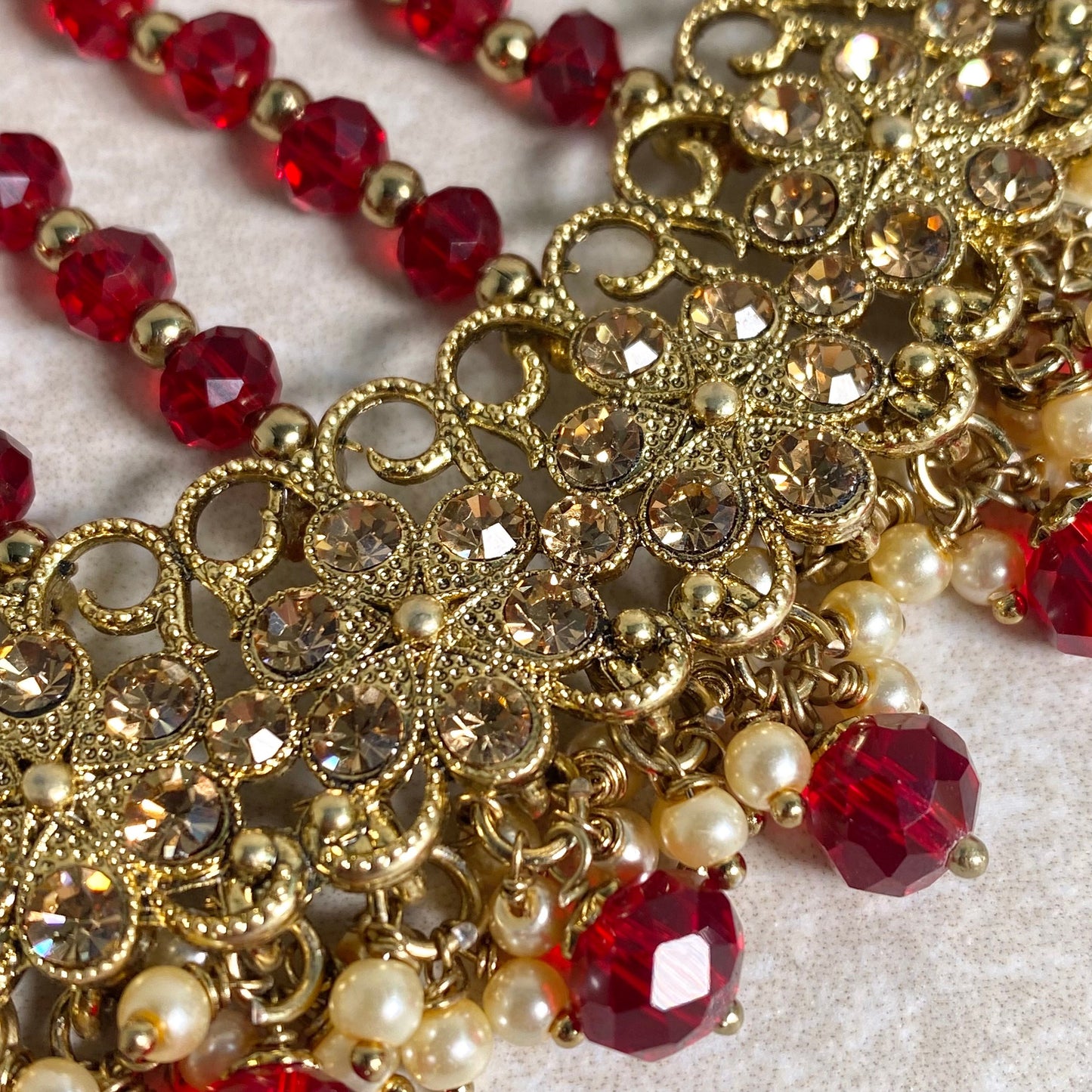 Jhumar/ Maroon/Gold and Maroon/Golden Rhinestone/ Jhoomar / Passa/ Indian/ Pakistani Style/Headpieces