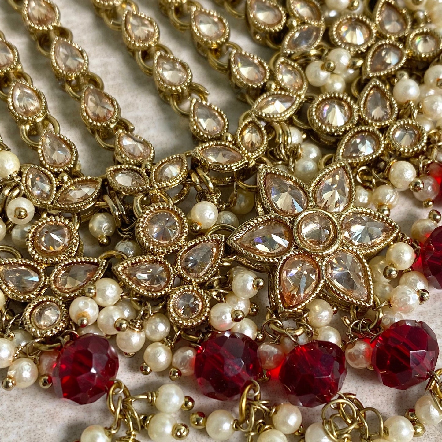 Jhumar/Maroon/Gold and Maroon/Zircon Crystal / Jhoomar / Passa/ Indian/ Pakistani Style/Headpieces