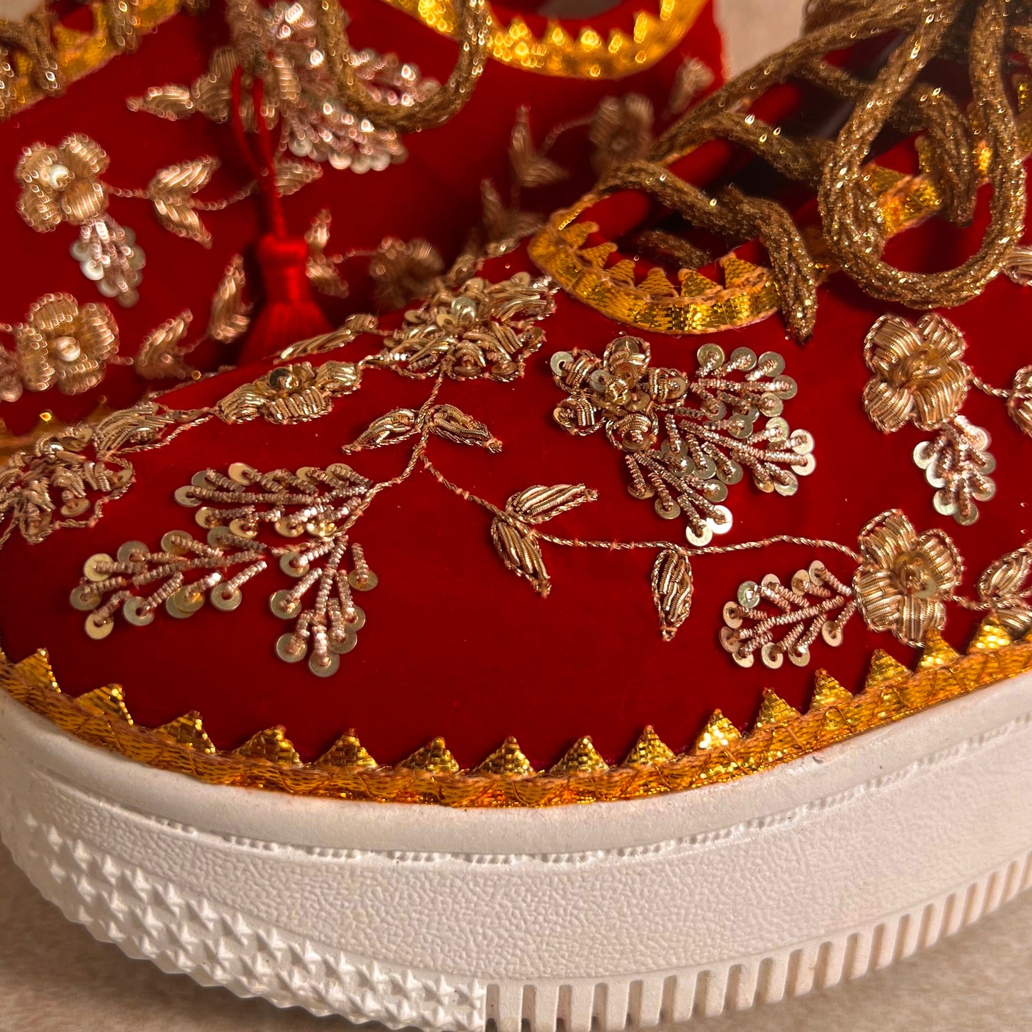 BRONZE LACE-Bridal Trainers/Sneakers/Indian/Pakistani/Asian Wedding/Heavily Embroidered/Lace Dance Shoes/Unique/Gift For Her/Hand Made Shoes