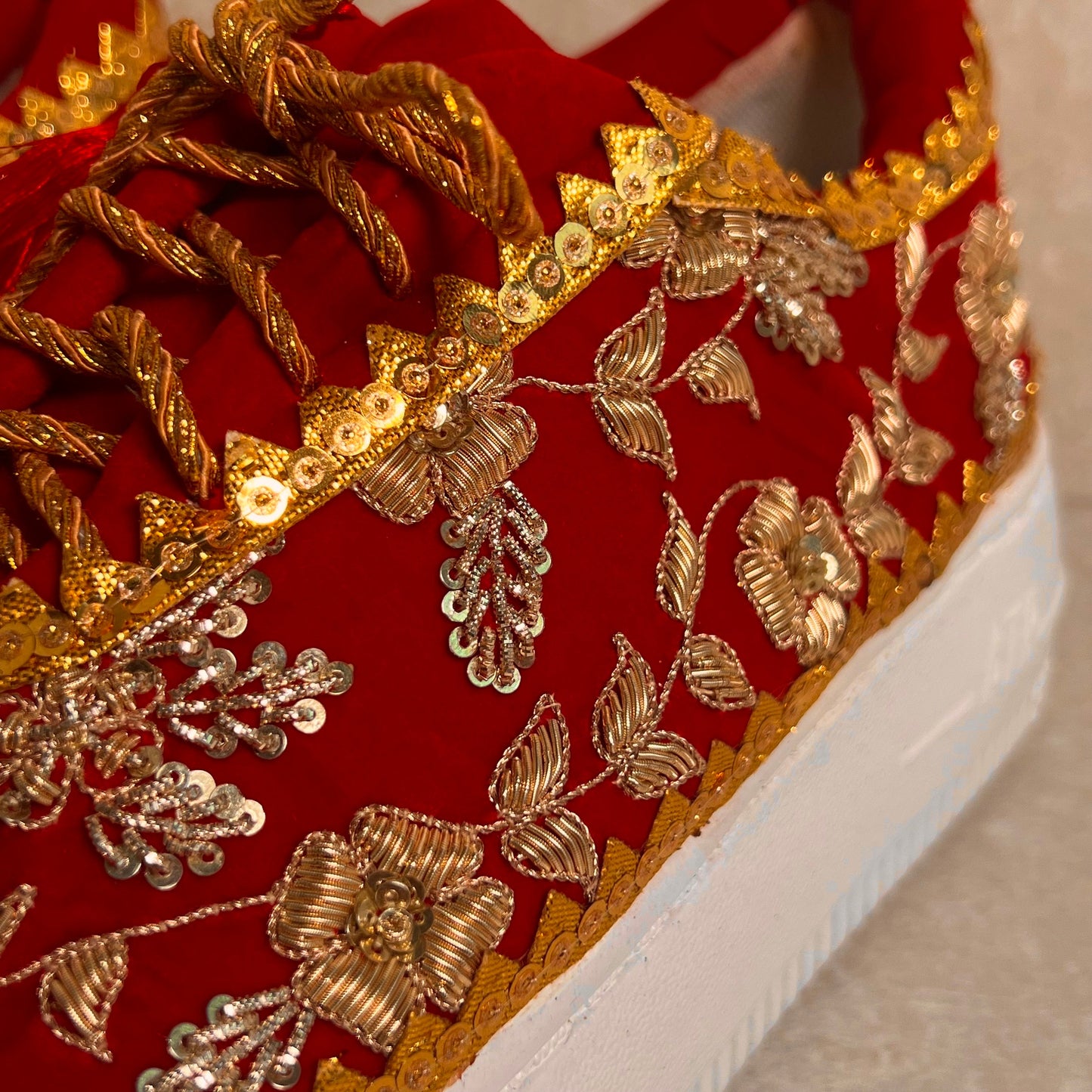 GOLD LACE/Bridal Trainers/Sneakers/Indian/Pakistani/Asian Wedding/Heavily Embroidered/Lace Dance Shoes/Unique/Gift For Her/Hand Made Shoes/