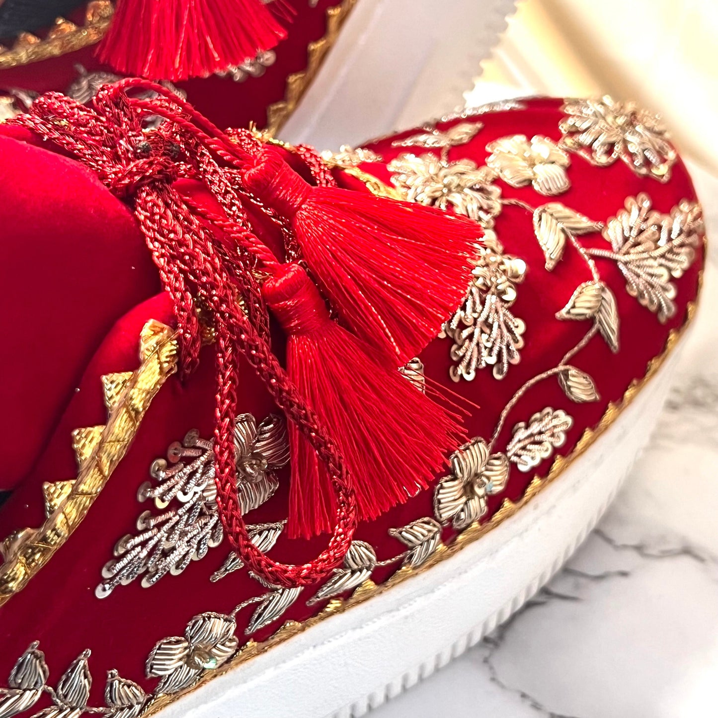 RED FLAT/Bridal Trainers/Sneakers/Indian/Pakistani/Asian Wedding/Heavily Embroidered/Lace Dance Shoes/Unique/Gift For Her/Hand Made Shoes/