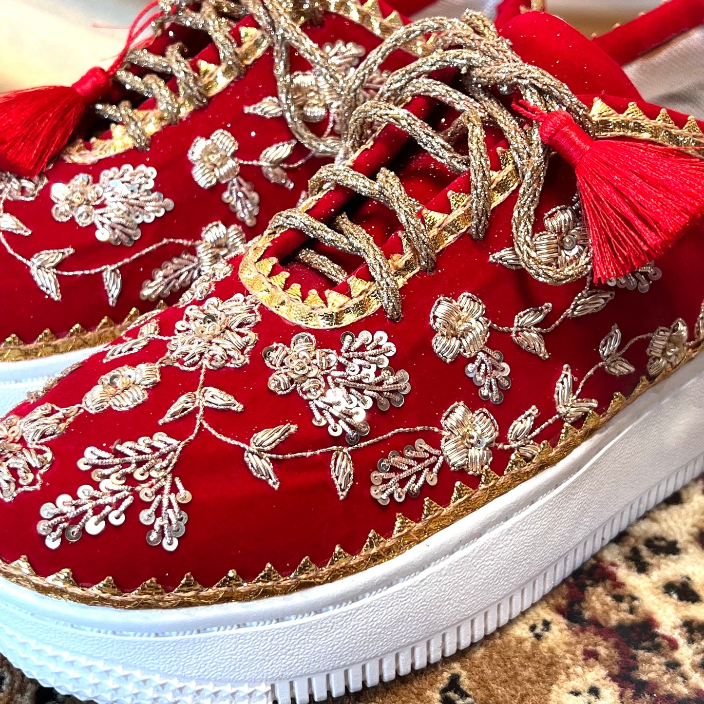 BRONZE LACE-Bridal Trainers/Sneakers/Indian/Pakistani/Asian Wedding/Heavily Embroidered/Lace Dance Shoes/Unique/Gift For Her/Hand Made Shoes