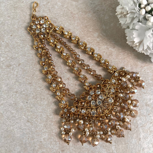 Jhumar/Champagne/Gold/Silver/Golden Rhinestone/ Jhoomar / Passa/ Indian/ Pakistani Style/Head Piece