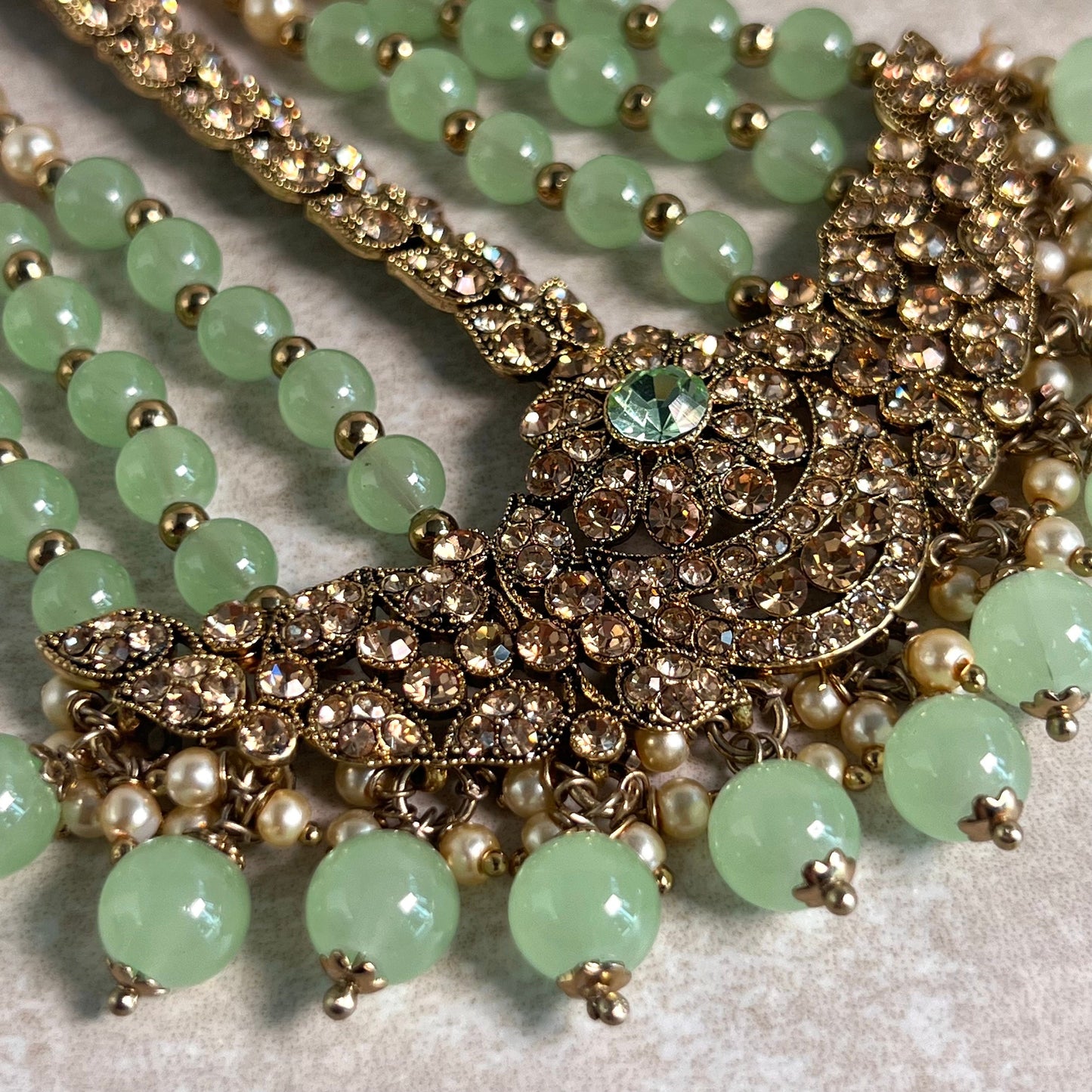 Jhumar/Mint/Gold/Mint Bead/Golden Rhinestone/ Jhoomar / Passa/ Indian/ Pakistani Style/Head Piece