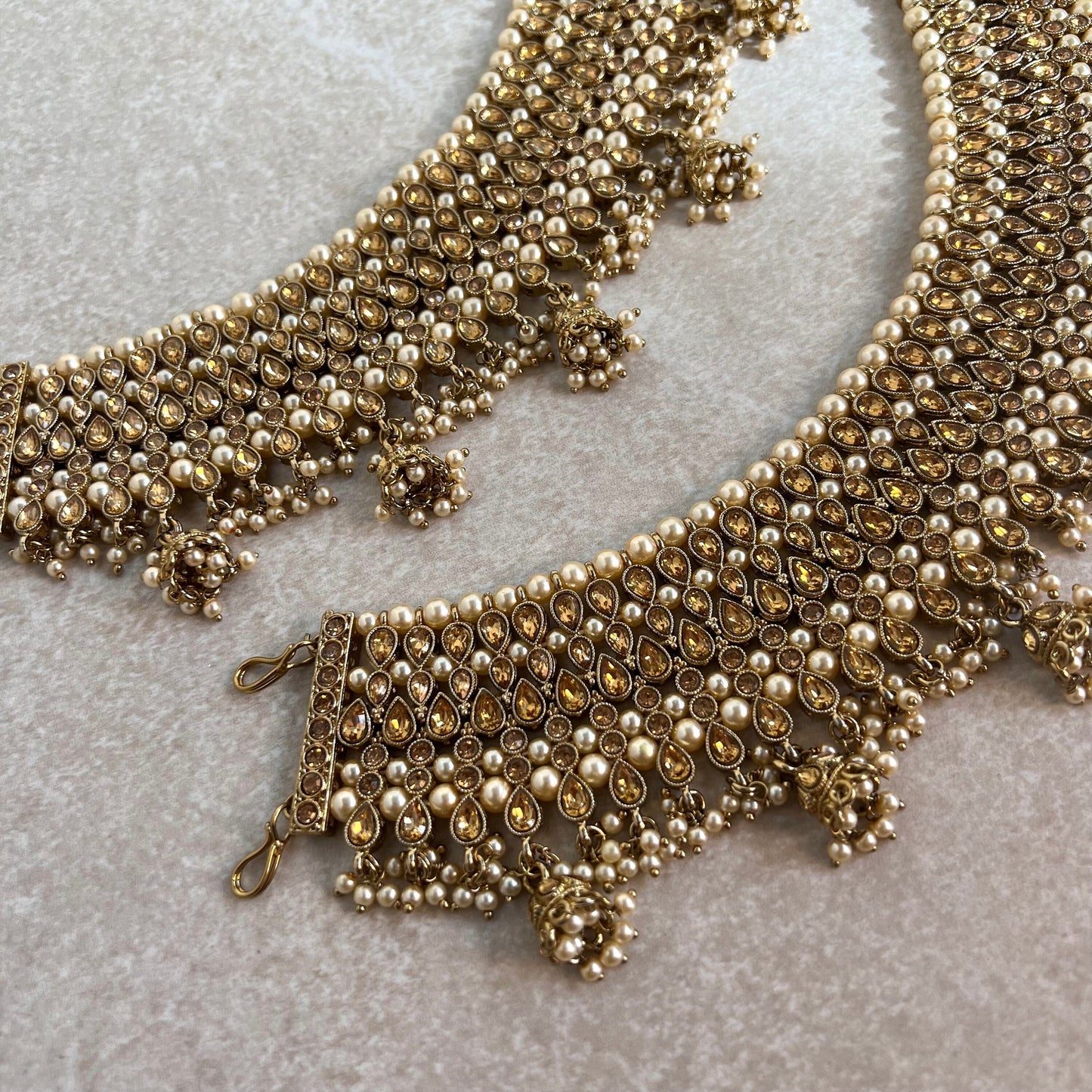 Extra Large Luxury Anklets - Golden Rhinestone Bell Detail Indian Pakistani Style Jhanjra Foot Accessor/ Bridal Heavy High Quality