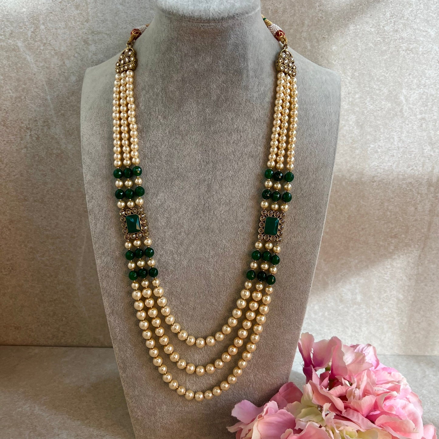 Green Pearl Unisex/ Mens Mala/ Womens Mala/Long Necklace/Long Mala/ Haar/ Unique Style/ Indian/ Pakistani/Fashion Jewellery/ Groom/ Bride