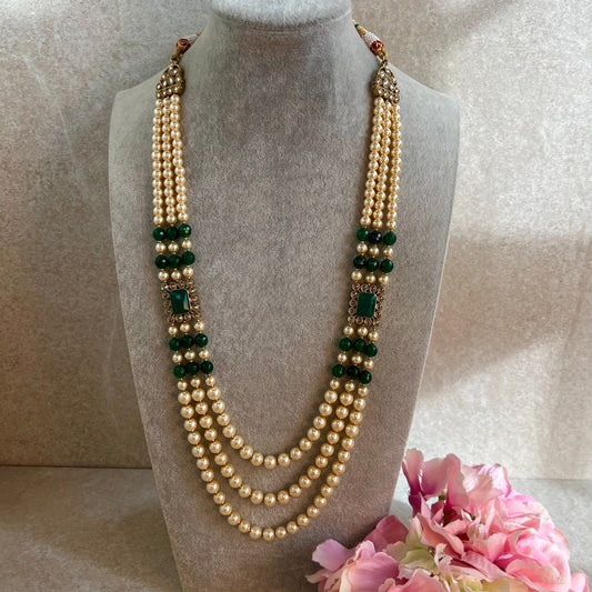Green Pearl Unisex/ Mens Mala/ Womens Mala/Long Necklace/Long Mala/ Haar/ Unique Style/ Indian/ Pakistani/Fashion Jewellery/ Groom/ Bride