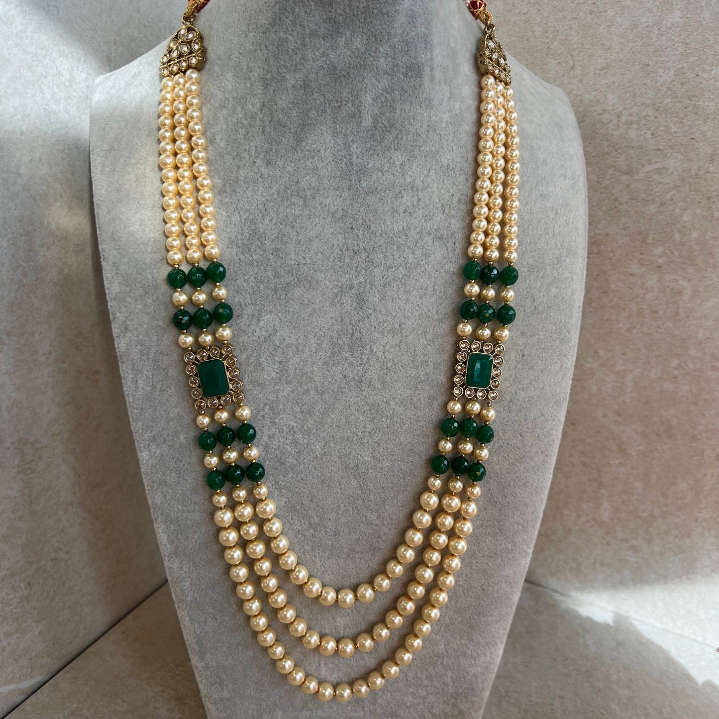 Green Pearl Unisex/ Mens Mala/ Womens Mala/Long Necklace/Long Mala/ Haar/ Unique Style/ Indian/ Pakistani/Fashion Jewellery/ Groom/ Bride