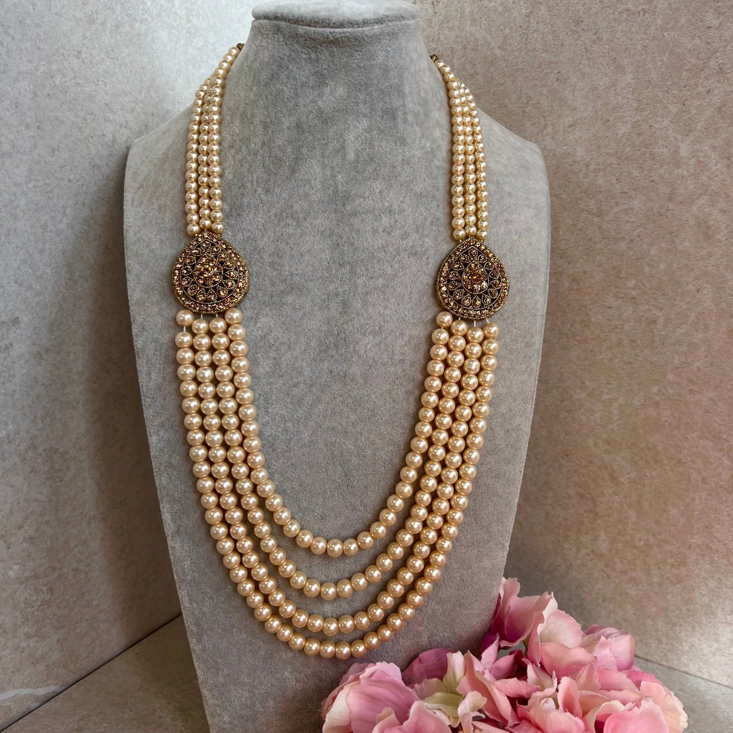 Gold Pearl Unisex/ Mens Mala/ Womens Mala/Long Necklace/Long Mala/ Haar/ Unique Style/ Indian/ Pakistani/Fashion Jewellery/ Groom/ Bride