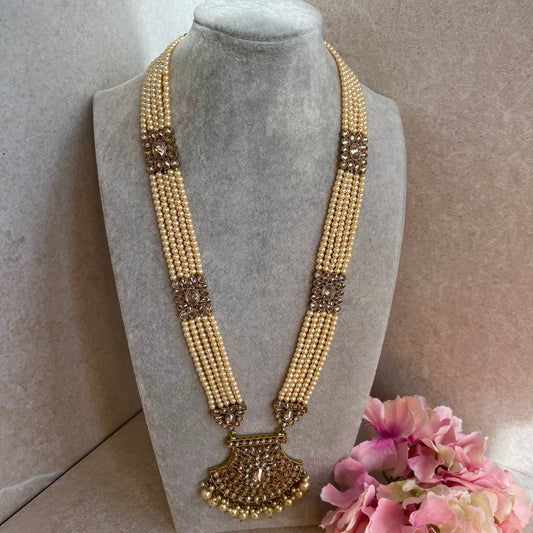 Champagne Zircon Pearl Mala/ Womens Mala/Long Necklace/Long Mala/ Haar/ Unique Style/ Indian/ Pakistani/Fashion Jewellery/ Bride