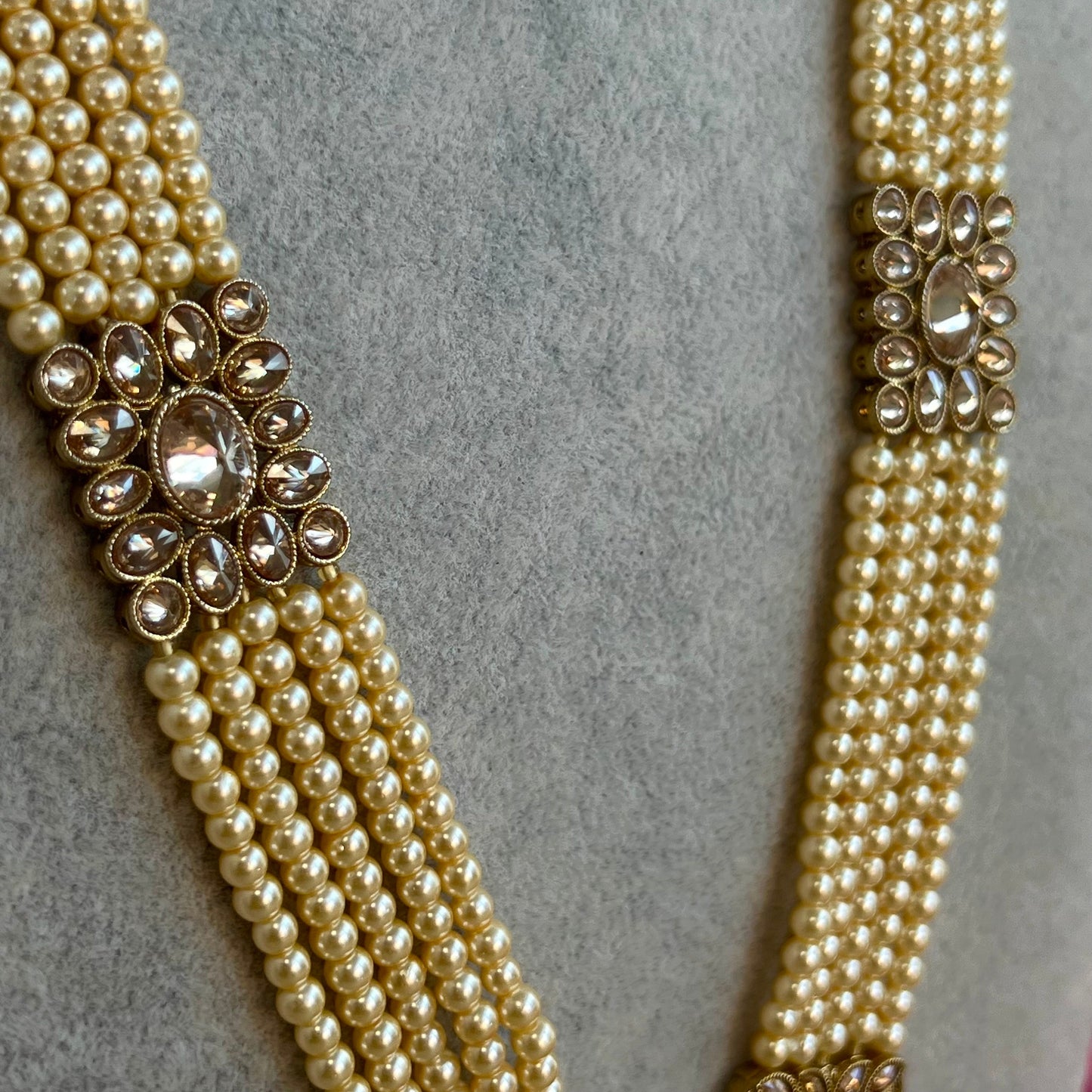 Champagne Zircon Pearl Mala/ Womens Mala/Long Necklace/Long Mala/ Haar/ Unique Style/ Indian/ Pakistani/Fashion Jewellery/ Bride