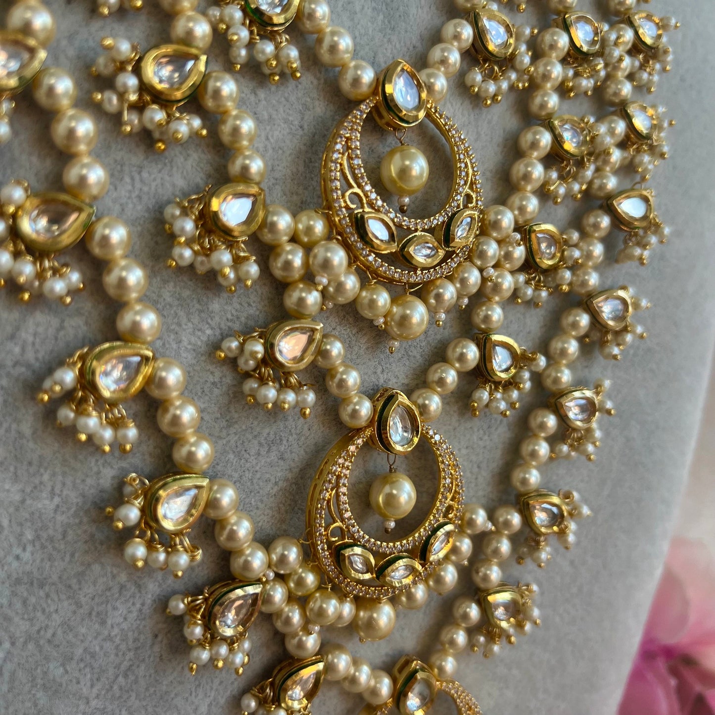 Faux Kundan Layered Pearl Mala/ Womens Mala/Long Necklace/Long Mala/ Haar/ Unique Style/ Indian/ Pakistani/Fashion Jewellery/ Bride