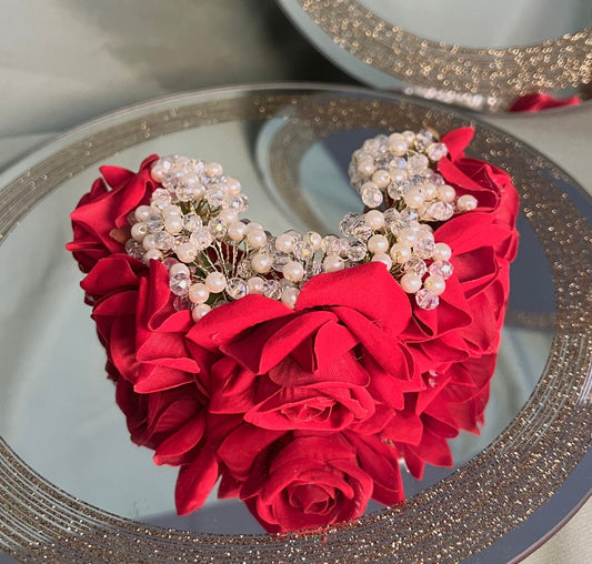 Ladies Floral Bun Gajra Artificial Flower Accessory - Red/ Unique Style/ Indian/ Pakistani/Fashion Jewellery/ Gift for Women