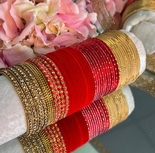 Bangle Roll Build Your Bangle Set - Red & Gold Velvet Bangle Collection/Indian/ Pakistani/Jewellery/Fashion Bracelet