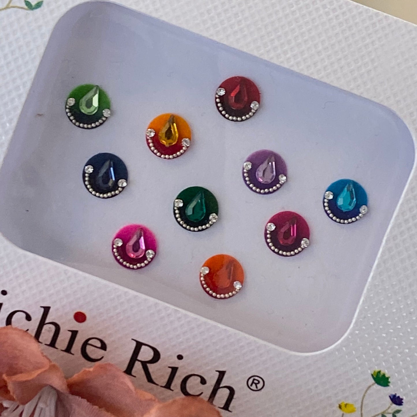 Multicolour Large Crystal Round Bindi Pack /Bindiya/ Chanlo/ Indian Accessory/ Forehead