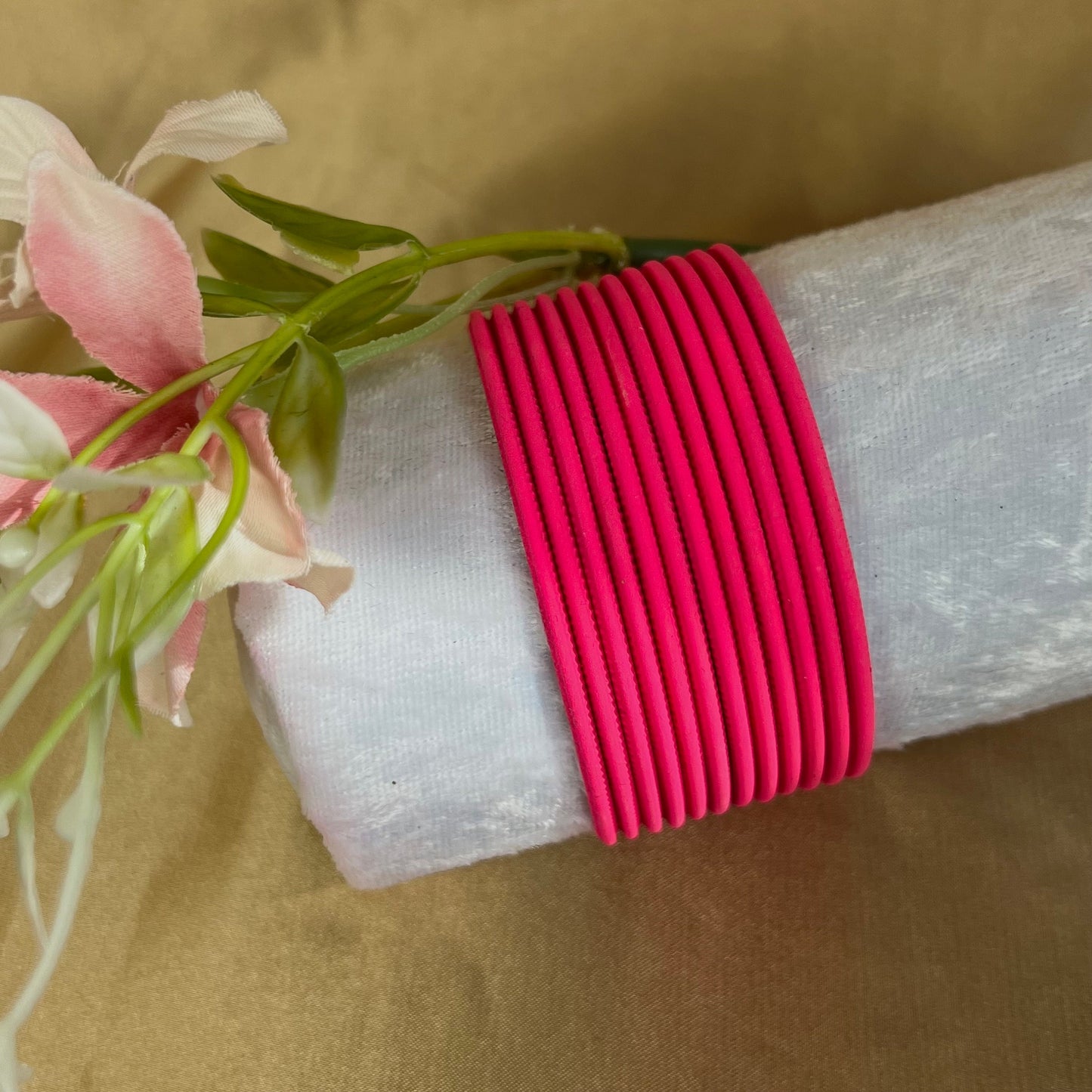 Fuschia Matte Single Bangles - Set of 12 - Indian Bangles/Braclets/Matte Bangles/Indian & Pakistani Jewellery