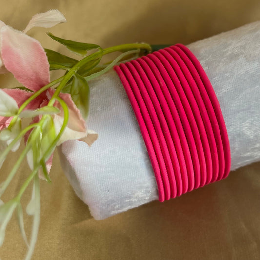 Fuschia Matte Single Bangles - Set of 12 - Indian Bangles/Braclets/Matte Bangles/Indian & Pakistani Jewellery