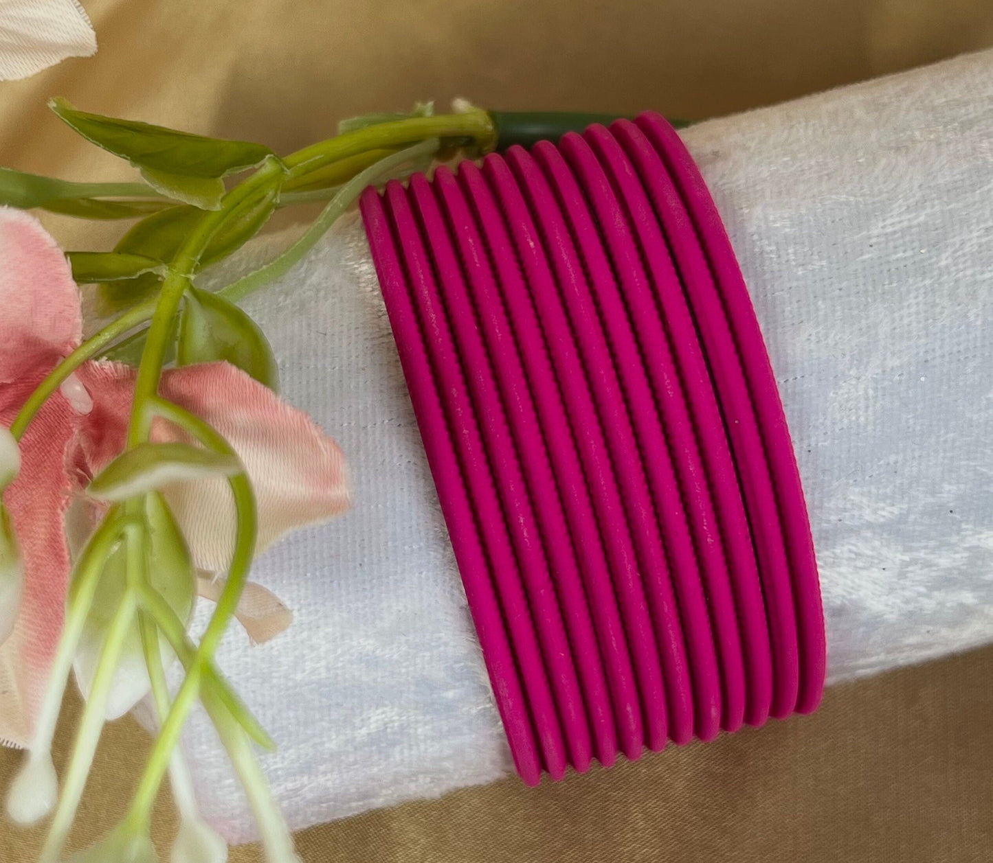 Hot Pink Single Bangles - Set of 12 - Indian Bangles/Braclets/Matte Bangles/Indian & Pakistani Jewellery