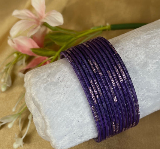 Dark Purple Single Bangles - Set of 12 - Indian Bangles/Braclets/Indian & Pakistani Jewellery