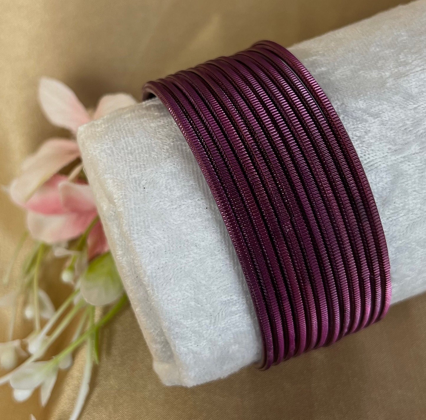 Dark Purple Single Bangles - Set of 12 - Indian Bangles/Bracelets/Indian & Pakistani Jewellery