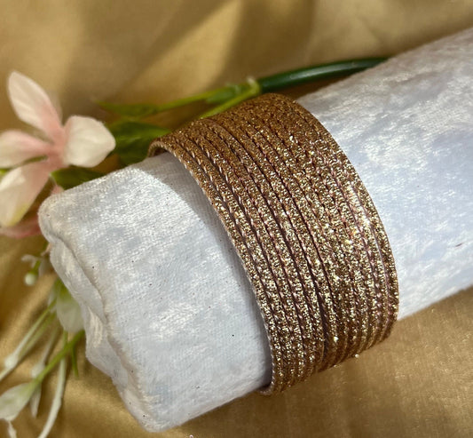 Rose Gold Glitter Single Bangles - Set of 12 - Indian Bangles/Braclets/Pink Bangles/Matte Bangles/Indian & Pakistani Jewellery