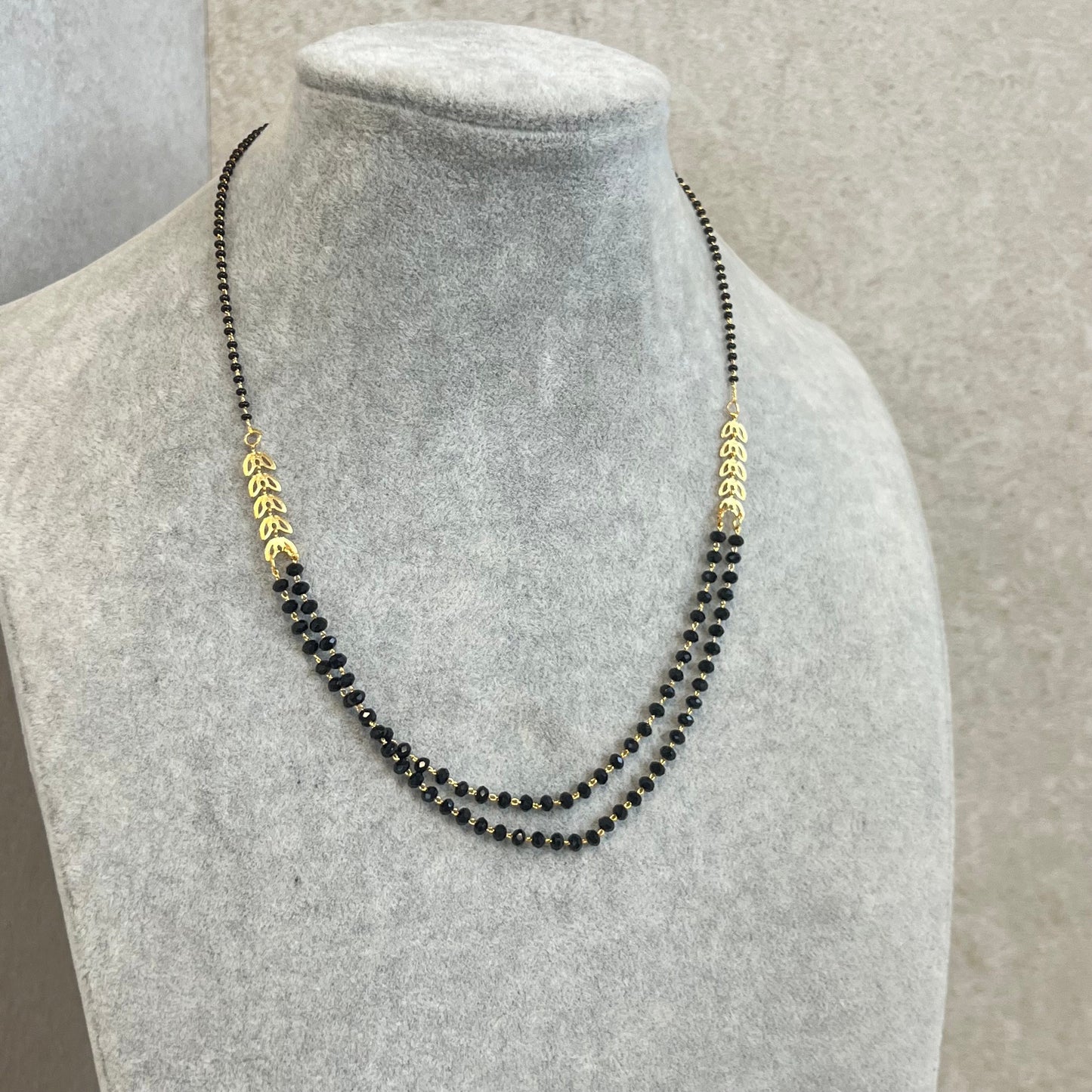 Black and Gold/Mangal Sutra Style/Vine Leaf/ Long Necklace Chain/ Mala/ Unique Style/ Indian/ Ethnic Wear/Fashion Jewellery/ Gift for Women