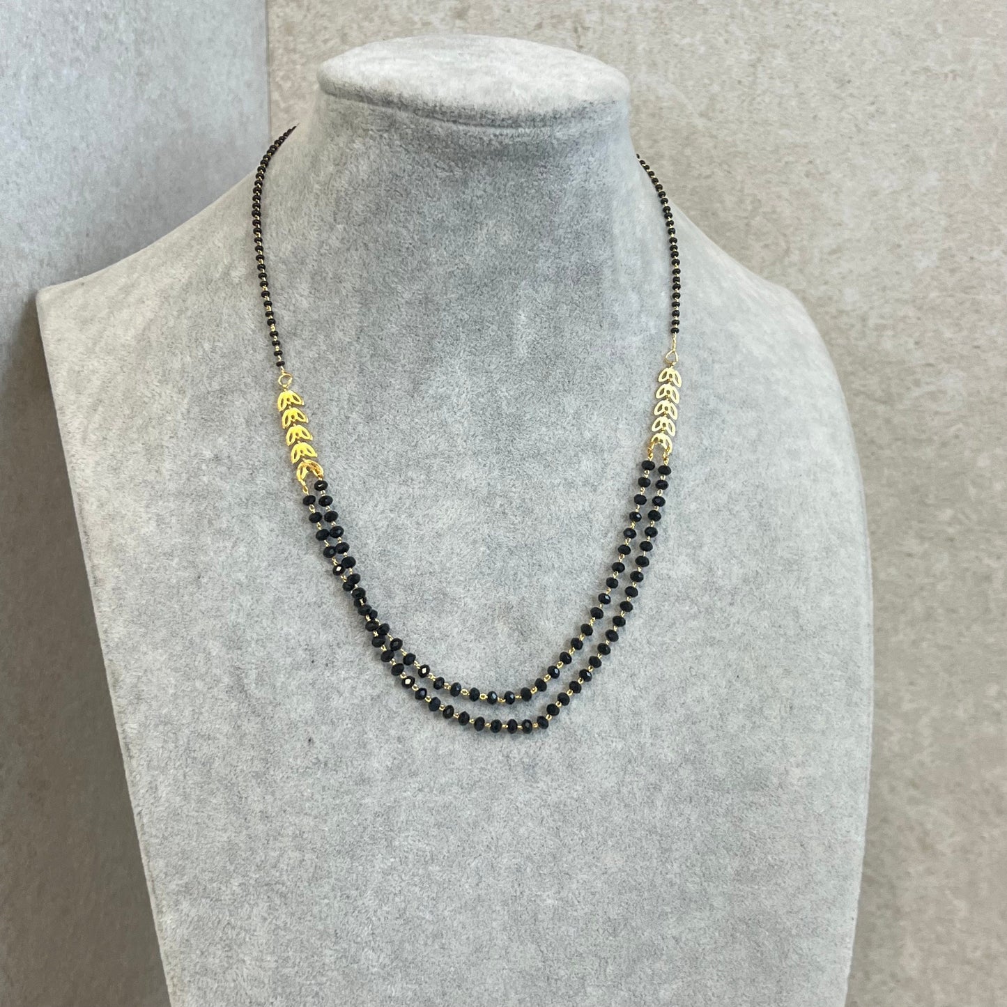 Black and Gold/Mangal Sutra Style/Vine Leaf/ Long Necklace Chain/ Mala/ Unique Style/ Indian/ Ethnic Wear/Fashion Jewellery/ Gift for Women